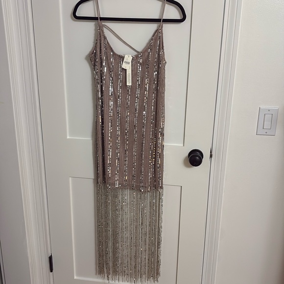 Anthropologie Metallic Fringe Mini Dress - Picture 4 of 8